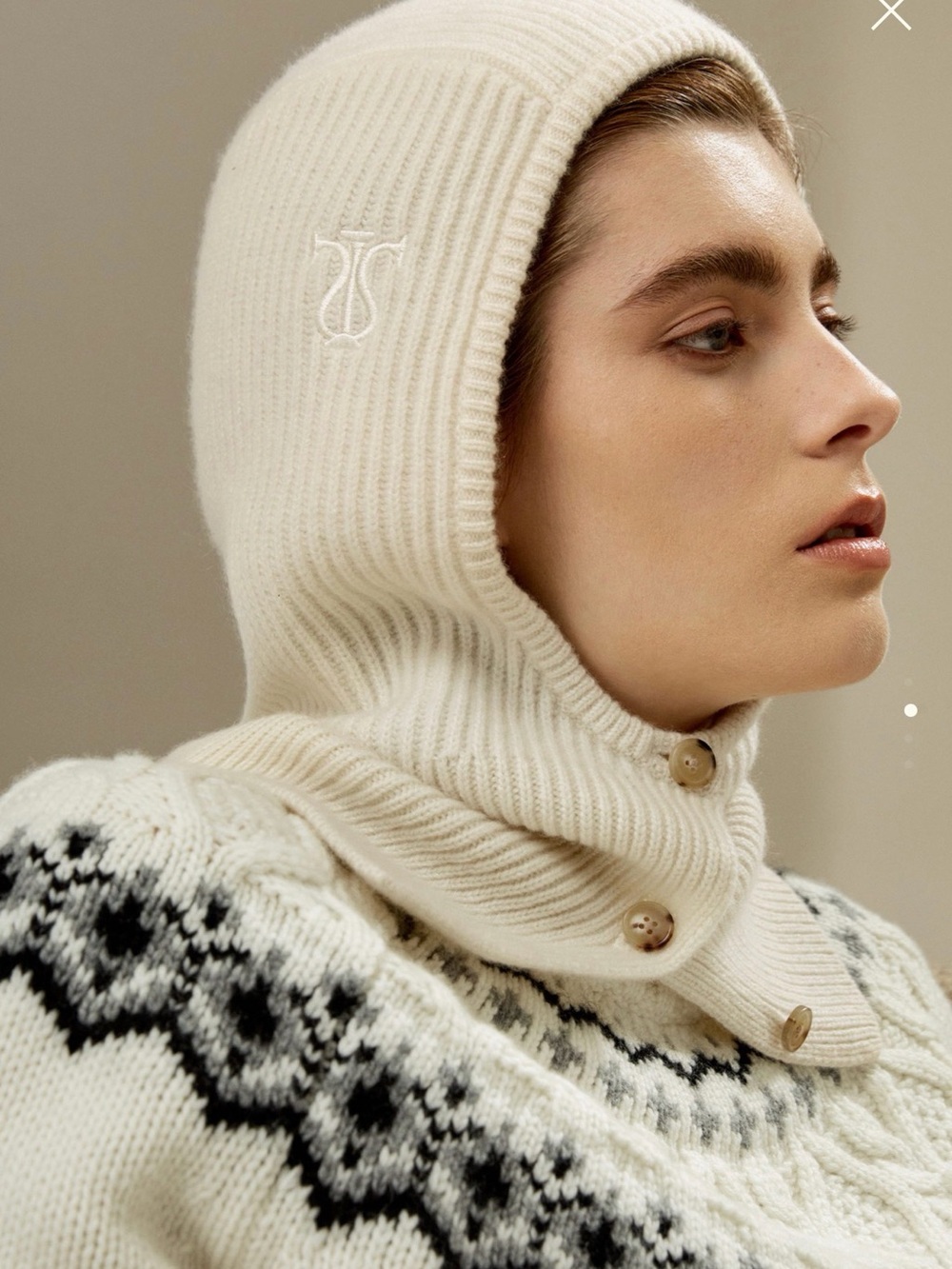 LilySilk Cashmere Ribbed Knit Balaclava. - Picture 3 of 9